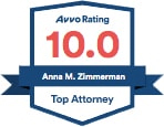 Avvo Rating 10.0 Anna M. Zimmerman Top Attorney