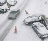 car accident in the snow